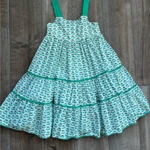 Mini Boden Green Patterned Kids Sundress Sz 3-4Y
